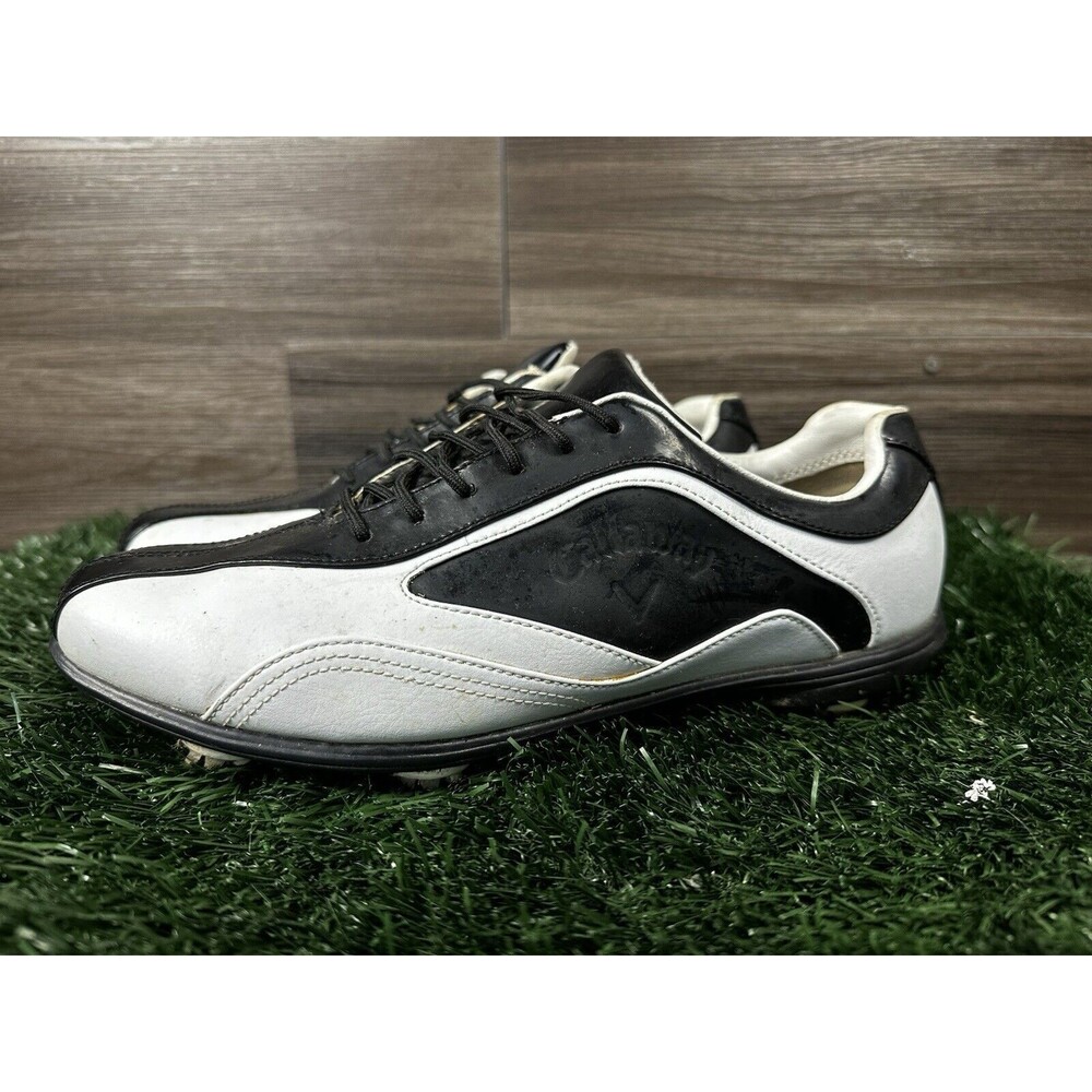 CALLAWAY Batista W465-21‎ womens black white patent leather golf Size 8.5